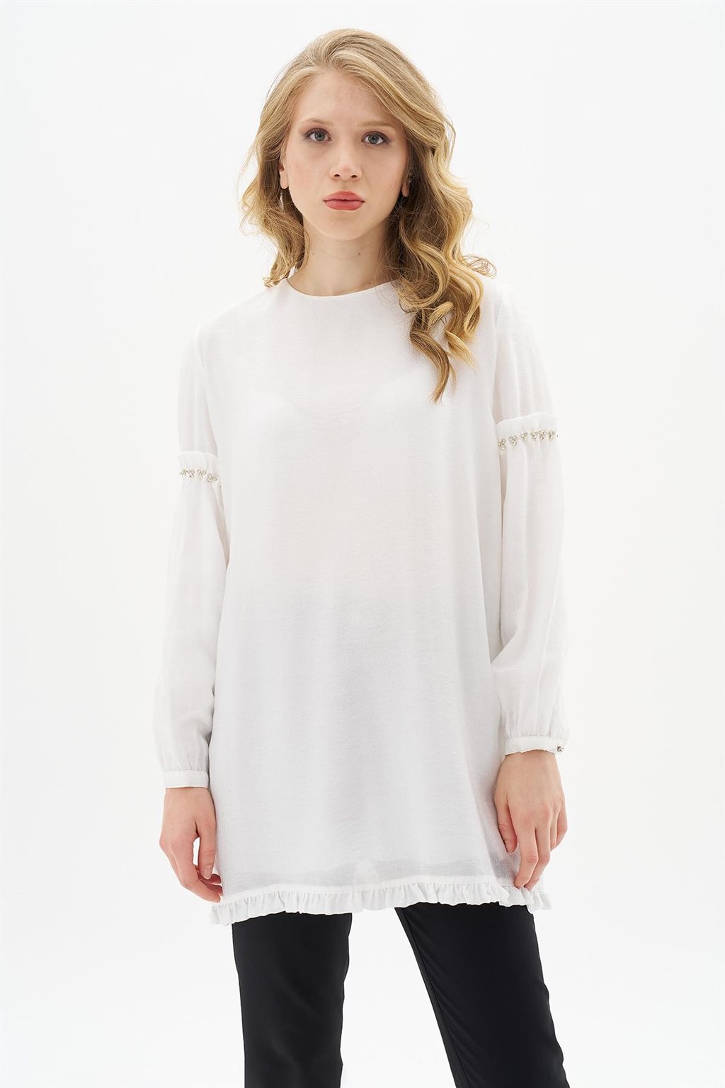 Stone Embroidered Tunic Optic White