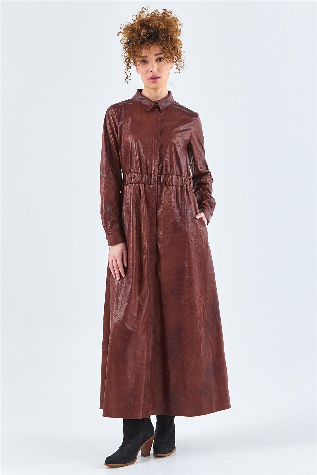 KYR Leather Look Dress Camel