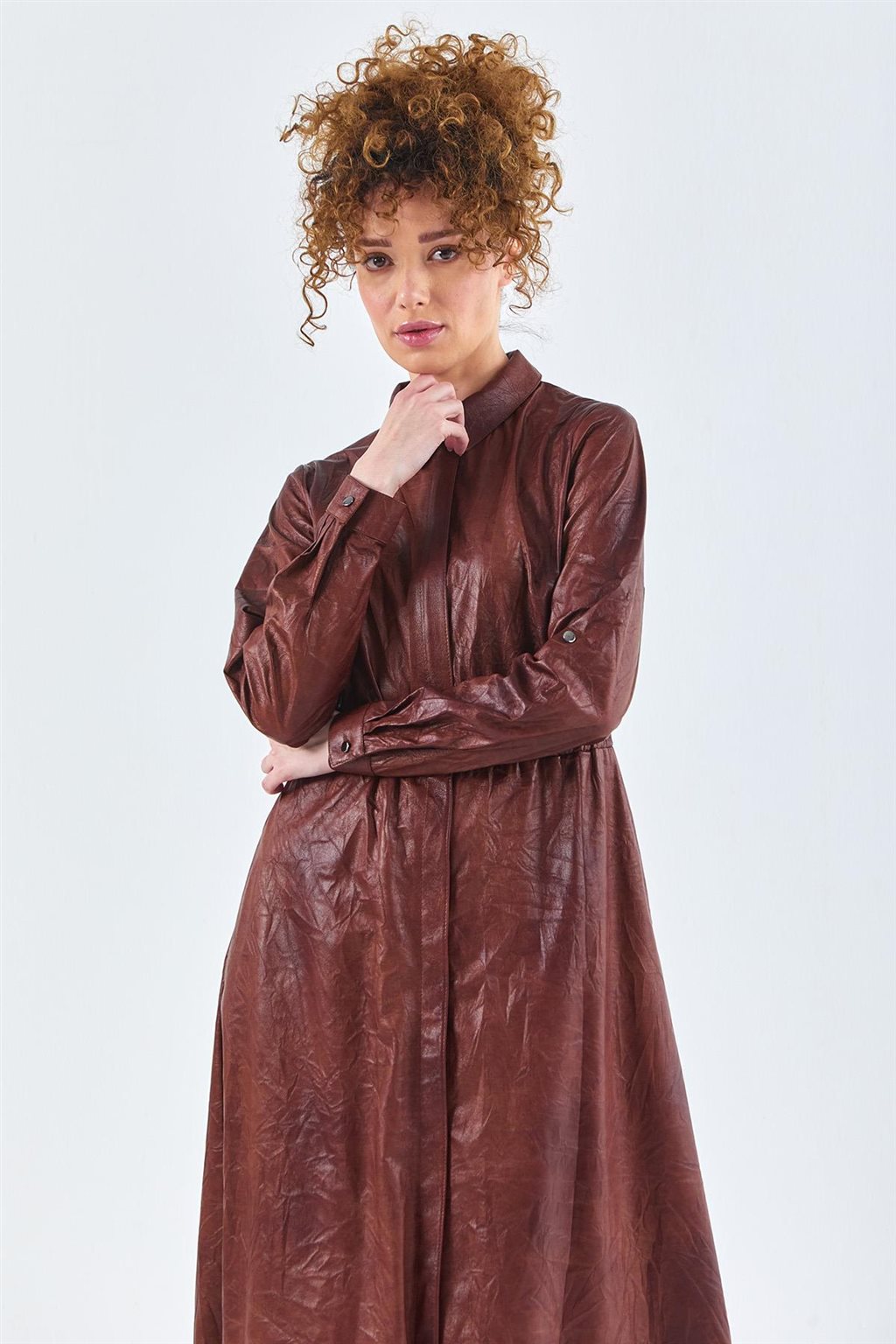 KYR Leather Look Dress Camel