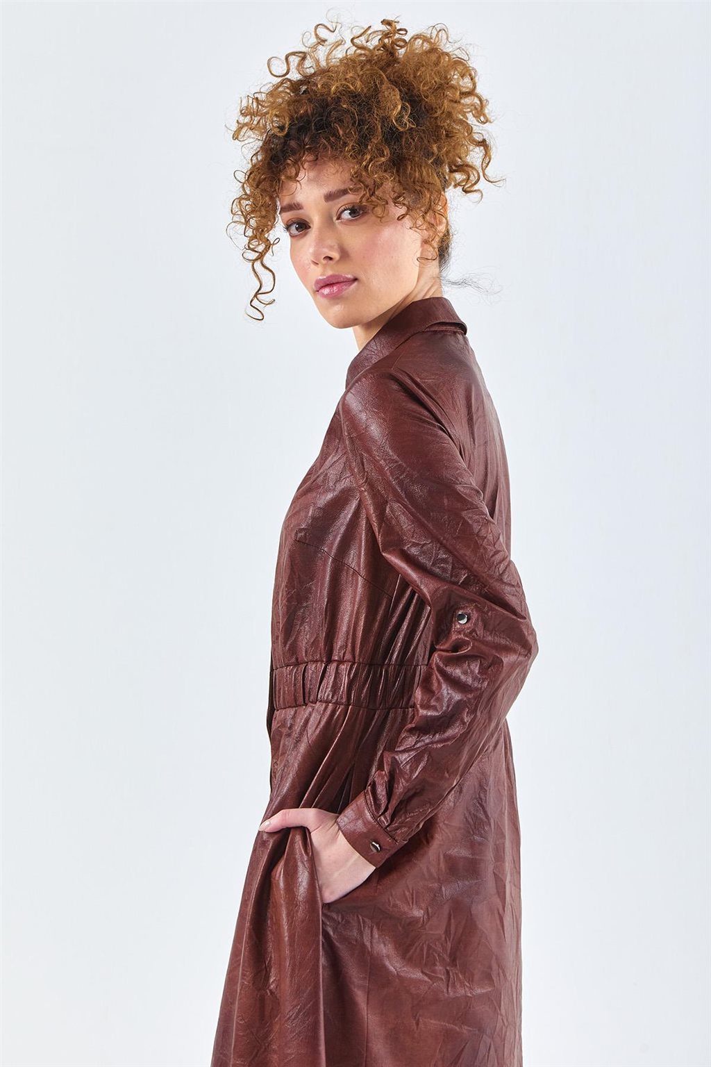 KYR Leather Look Dress Camel