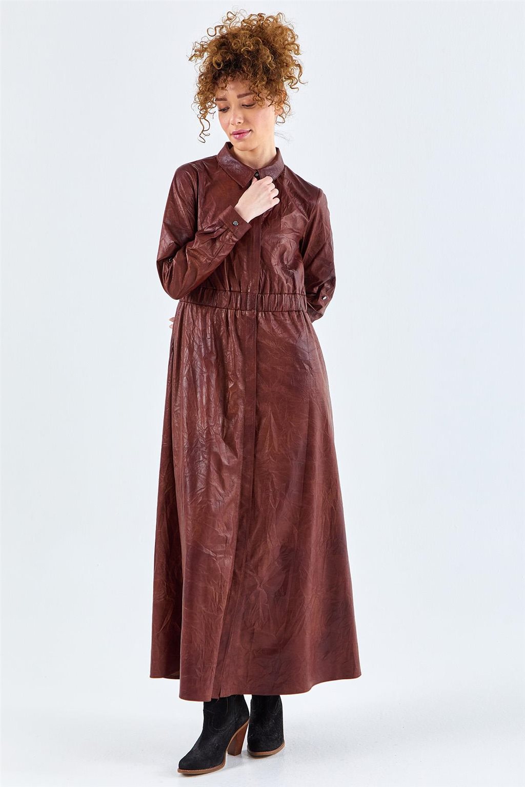 KYR Leather Look Dress Camel