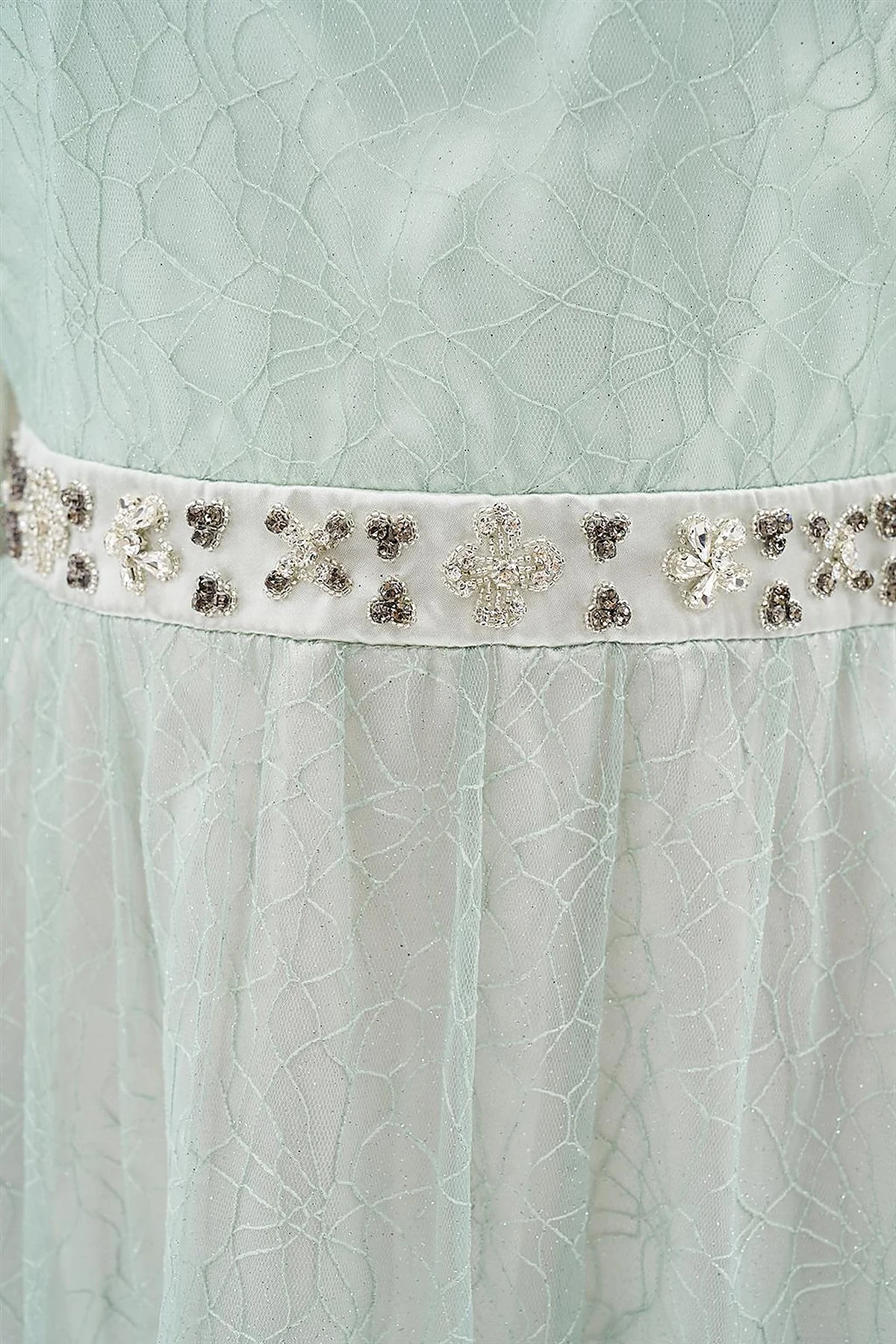  Ruffled Skirt Jacquard Dress Mint