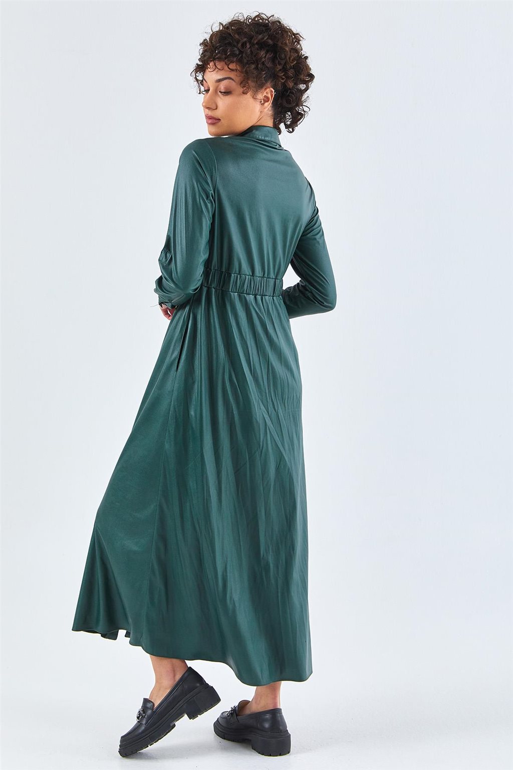 KYR Leather Look Dress Emerald