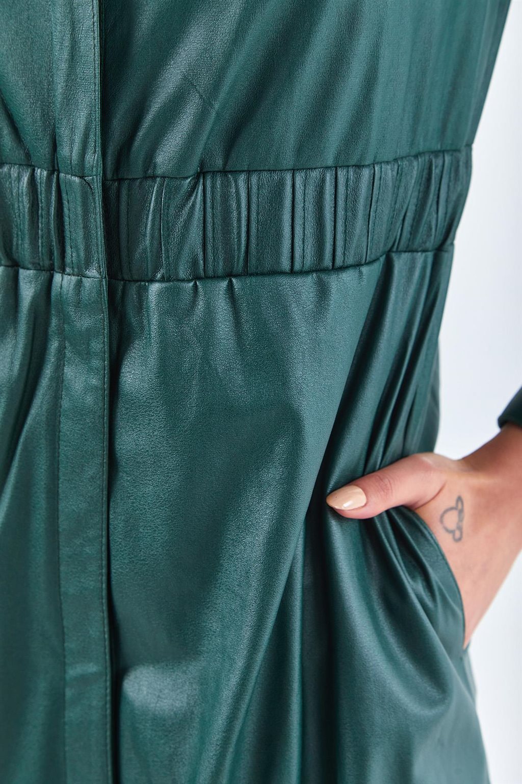 KYR Leather Look Dress Emerald