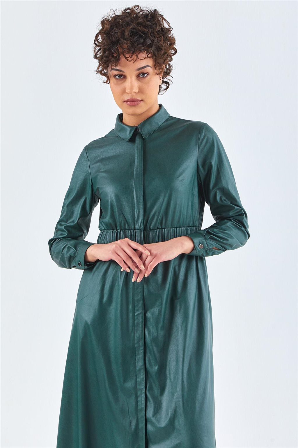 KYR Leather Look Dress Emerald