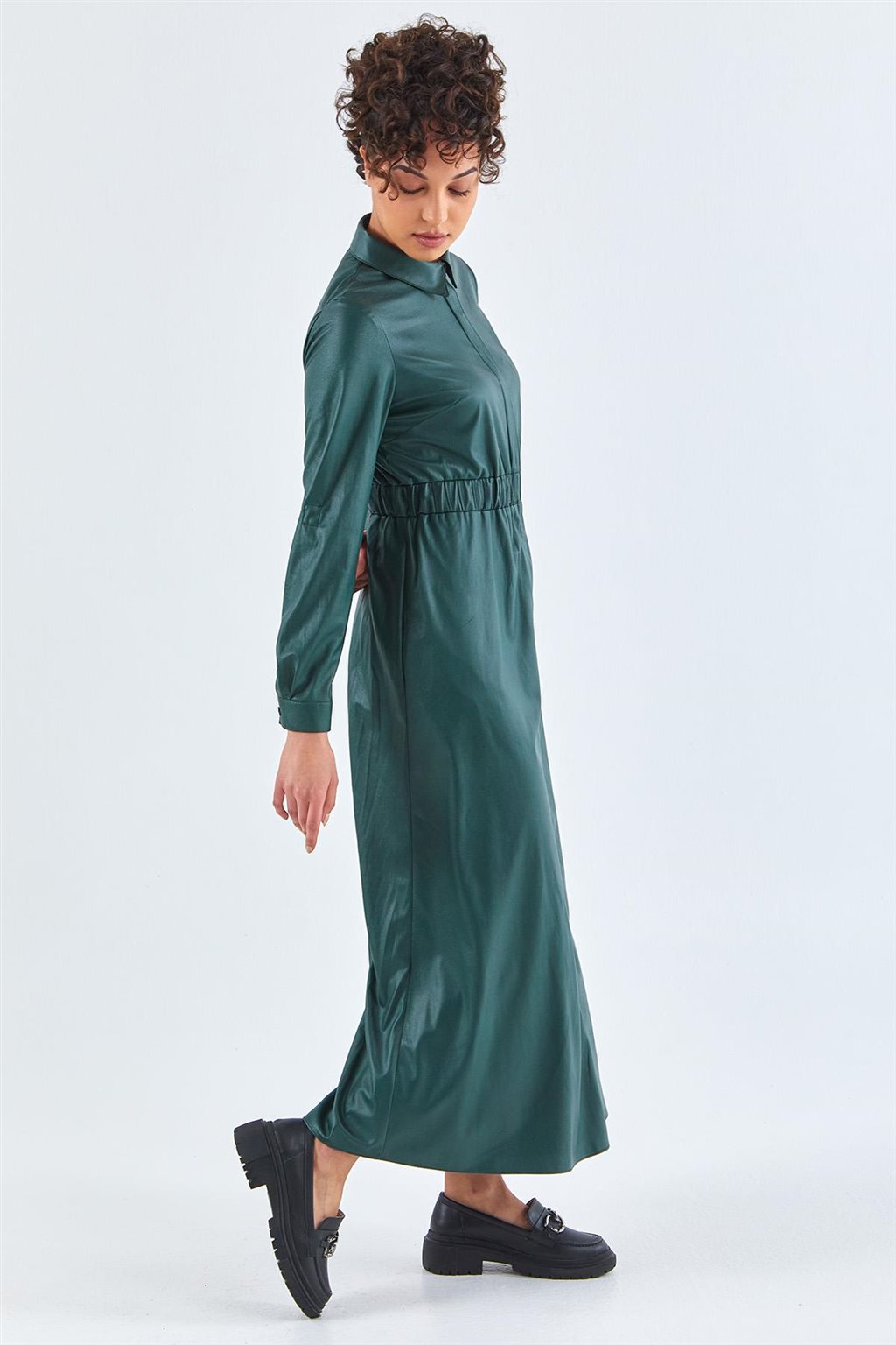 KYR Leather Look Dress Emerald