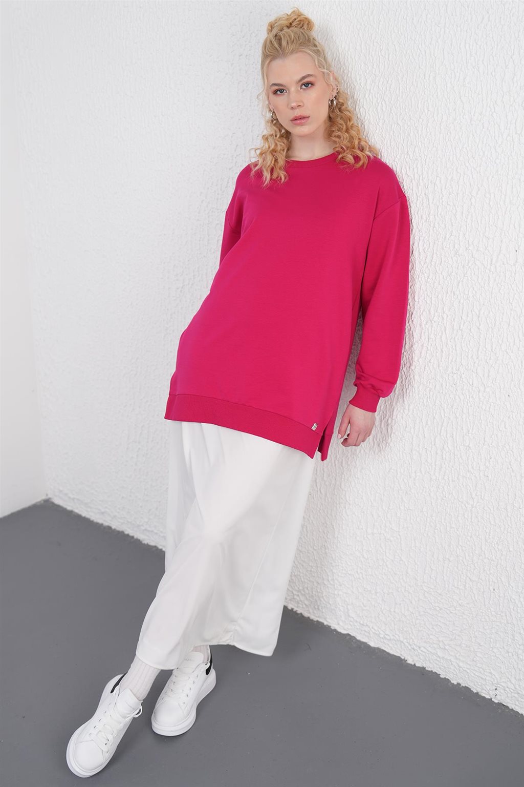 Crew Collar Sweatshirt Fuchsia