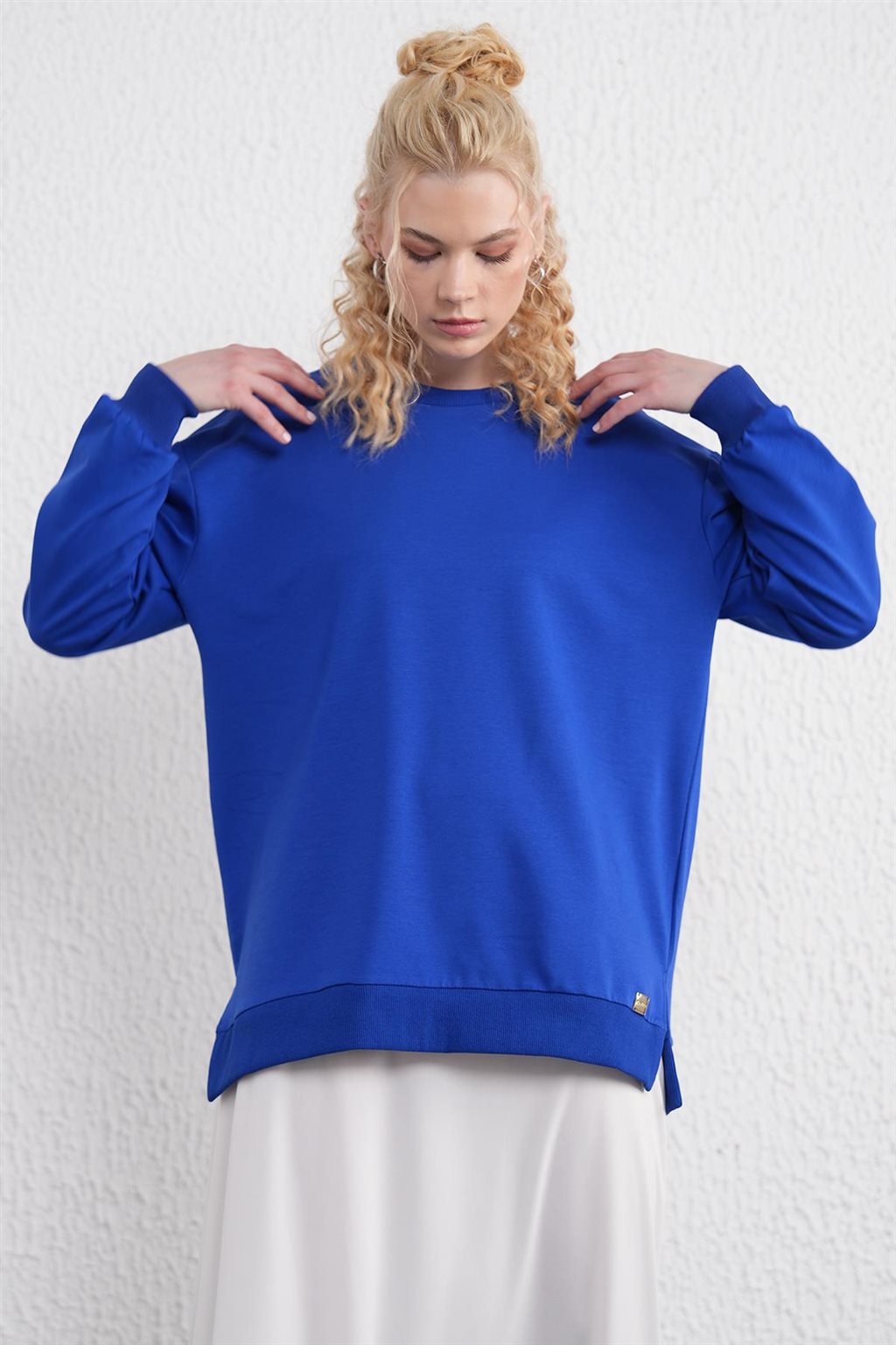 Sıfır Yaka Sweatshirt Saks