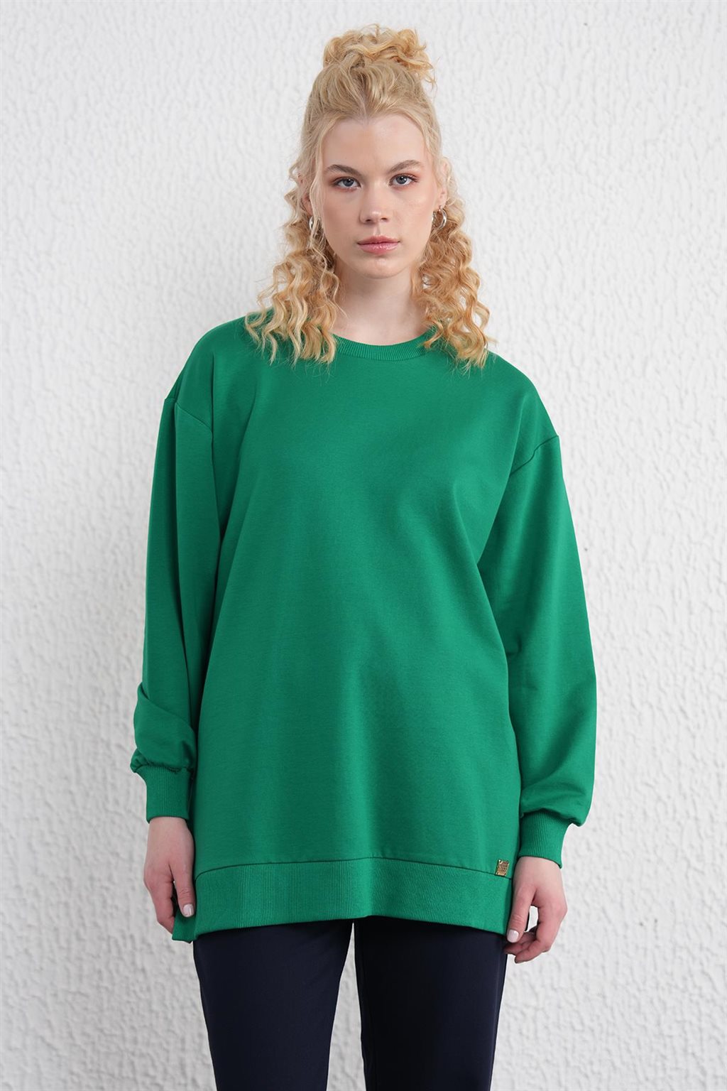 Crew Neck Sweatshirt Benetton Green