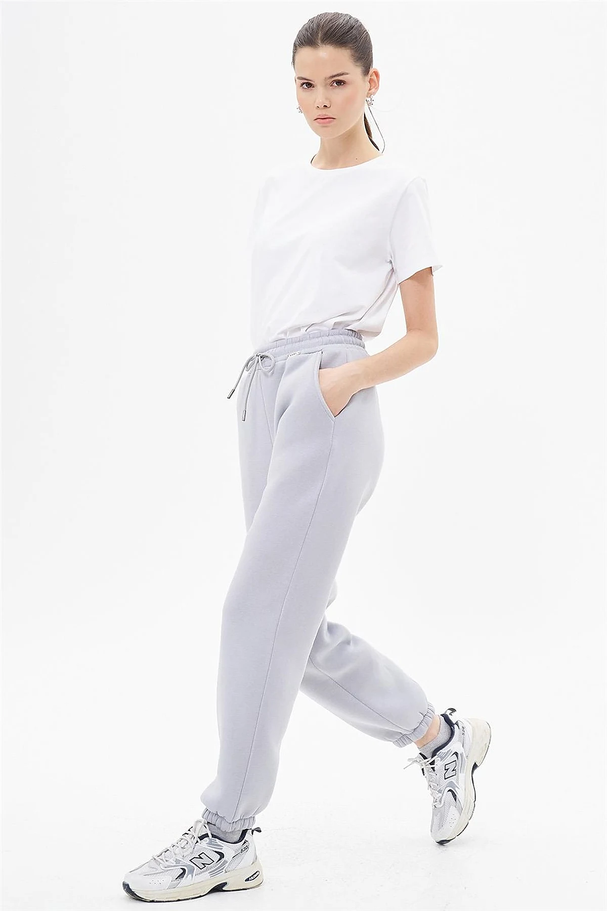 Elastic Waist Jogger Pants Gray