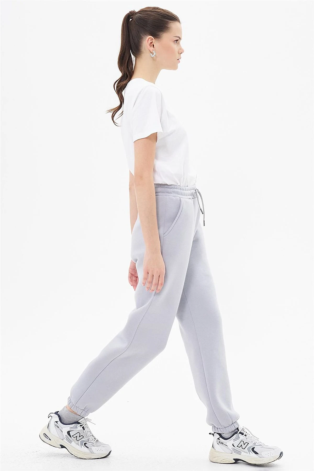 Elastic Waist Jogger Pants Gray