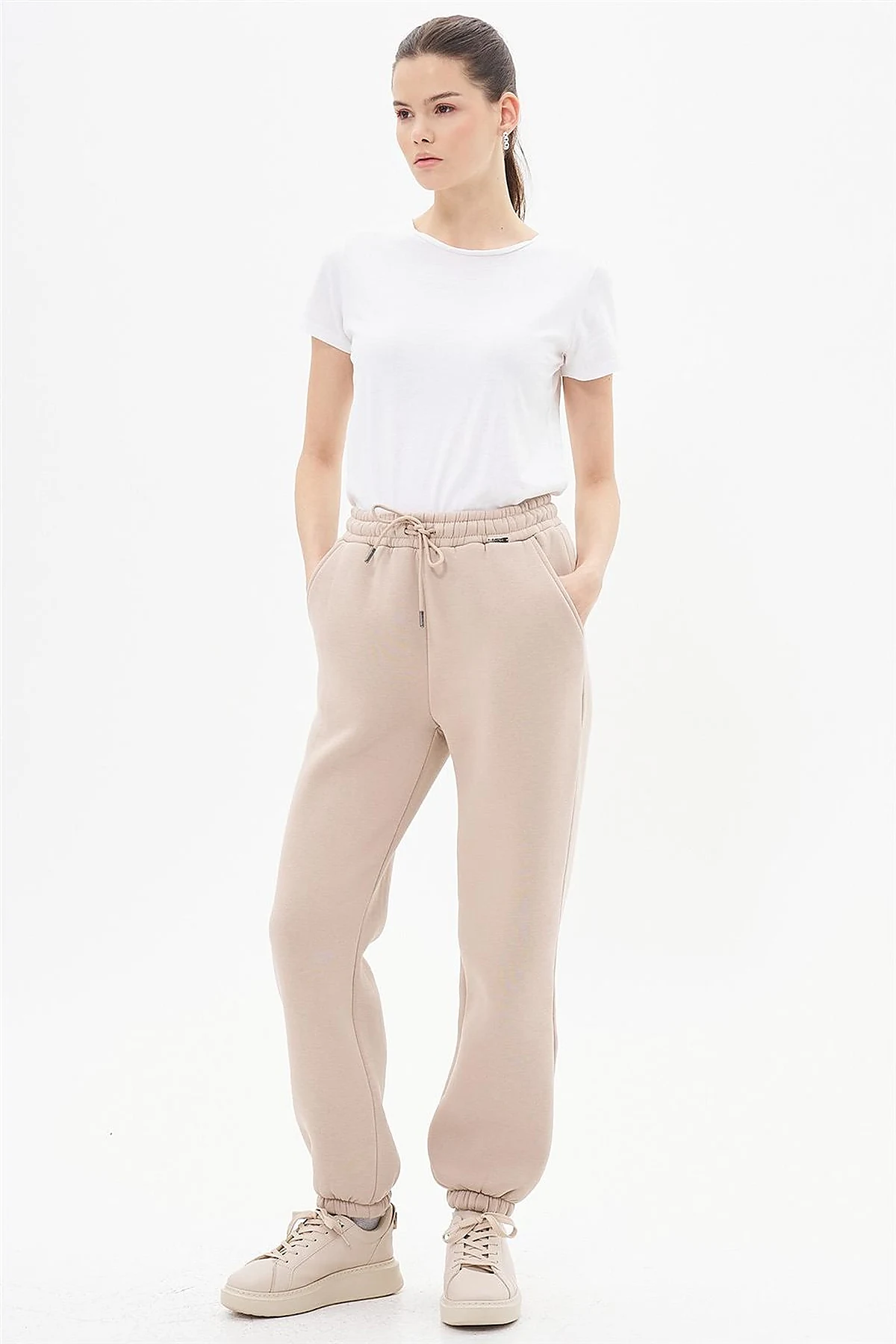 Elastic Waist Jogger Pants Stone