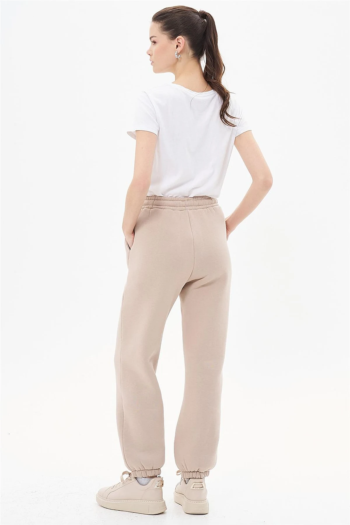 Elastic Waist Jogger Pants Stone