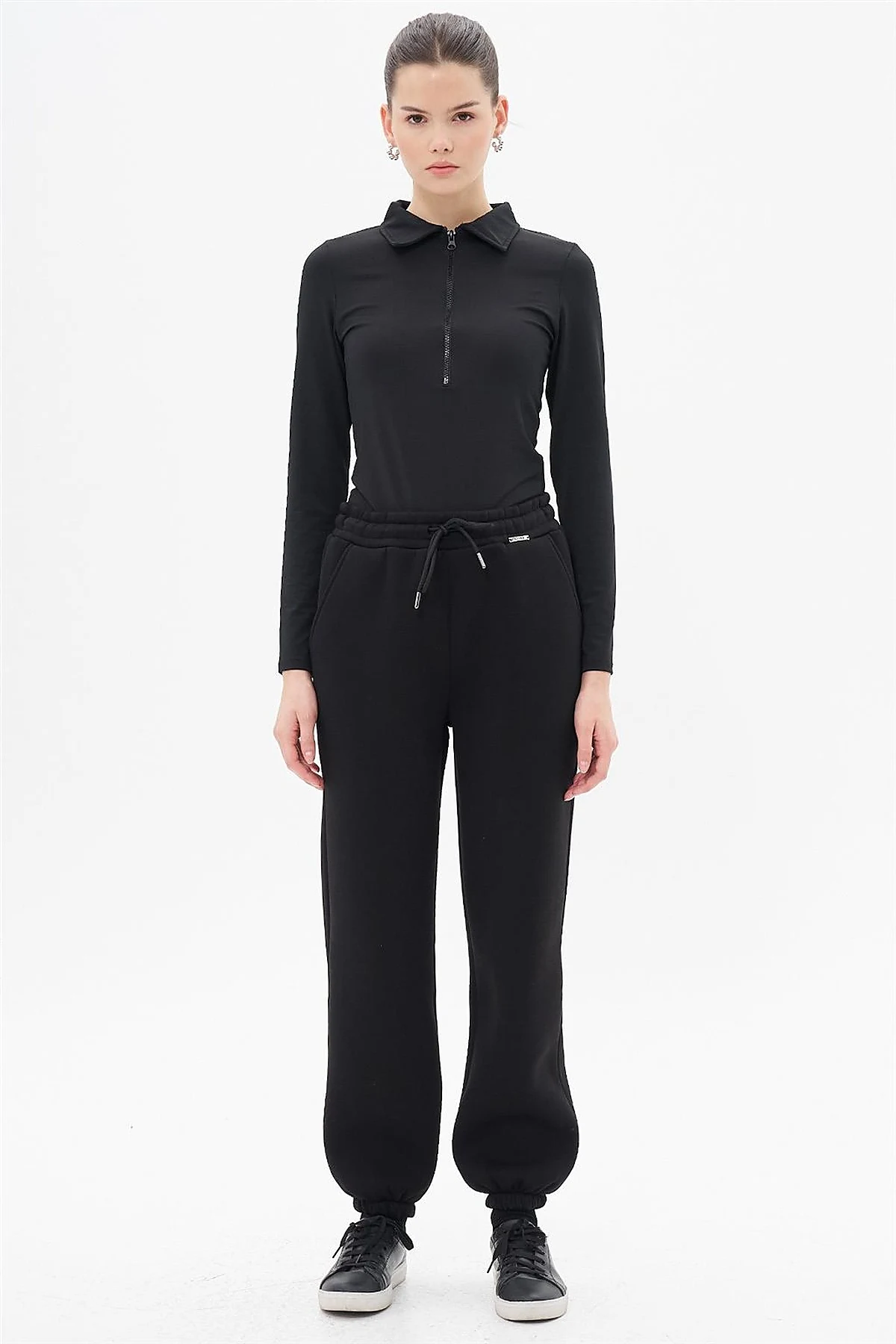 Elastic Waist Jogger Pants Black