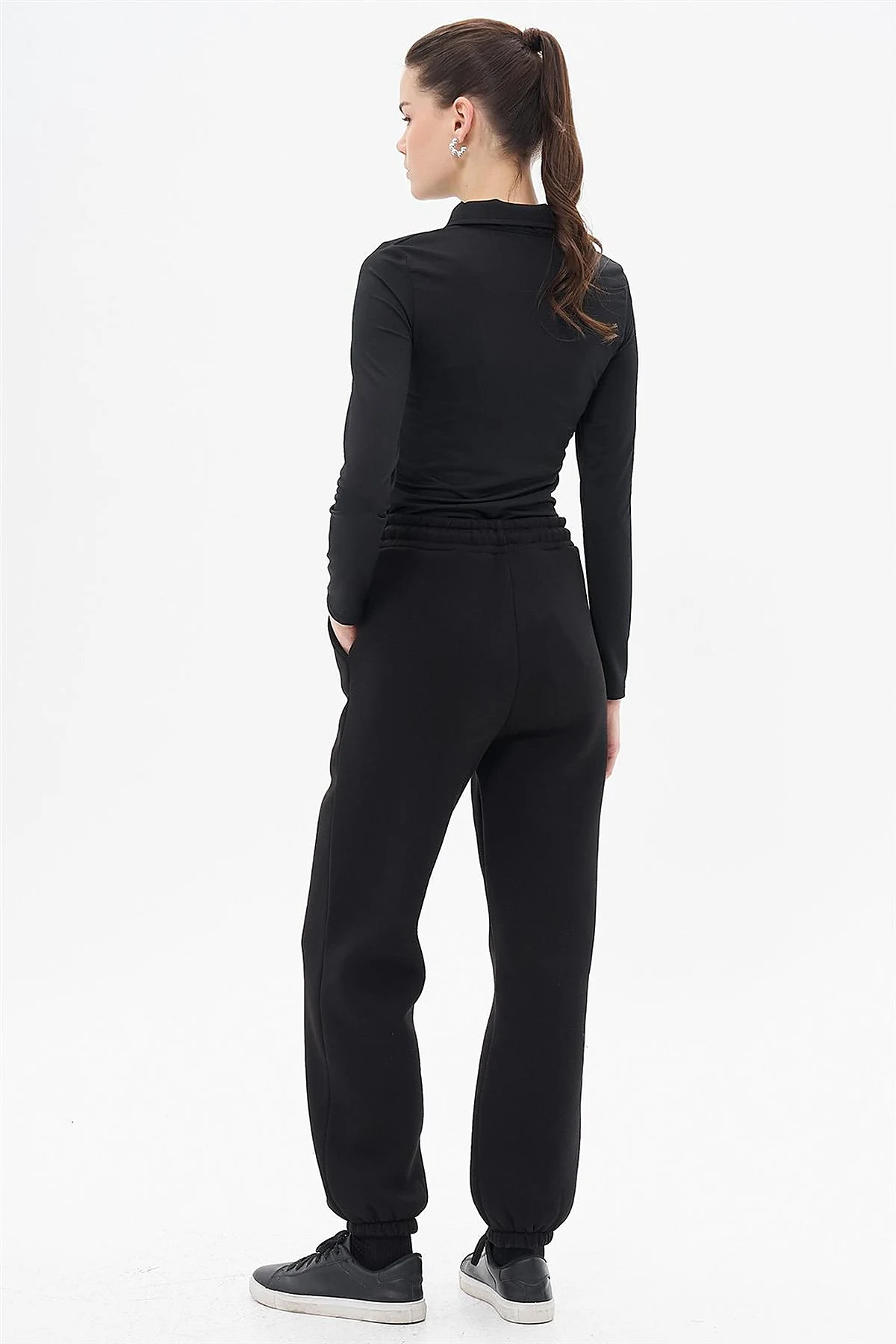Elastic Waist Jogger Pants Black