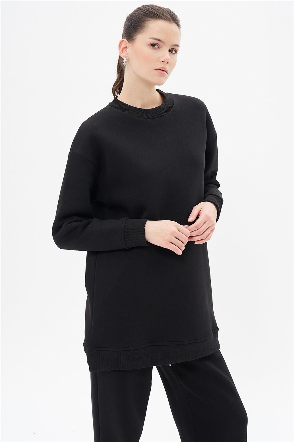 Low Shoulder Sweatshirt Black