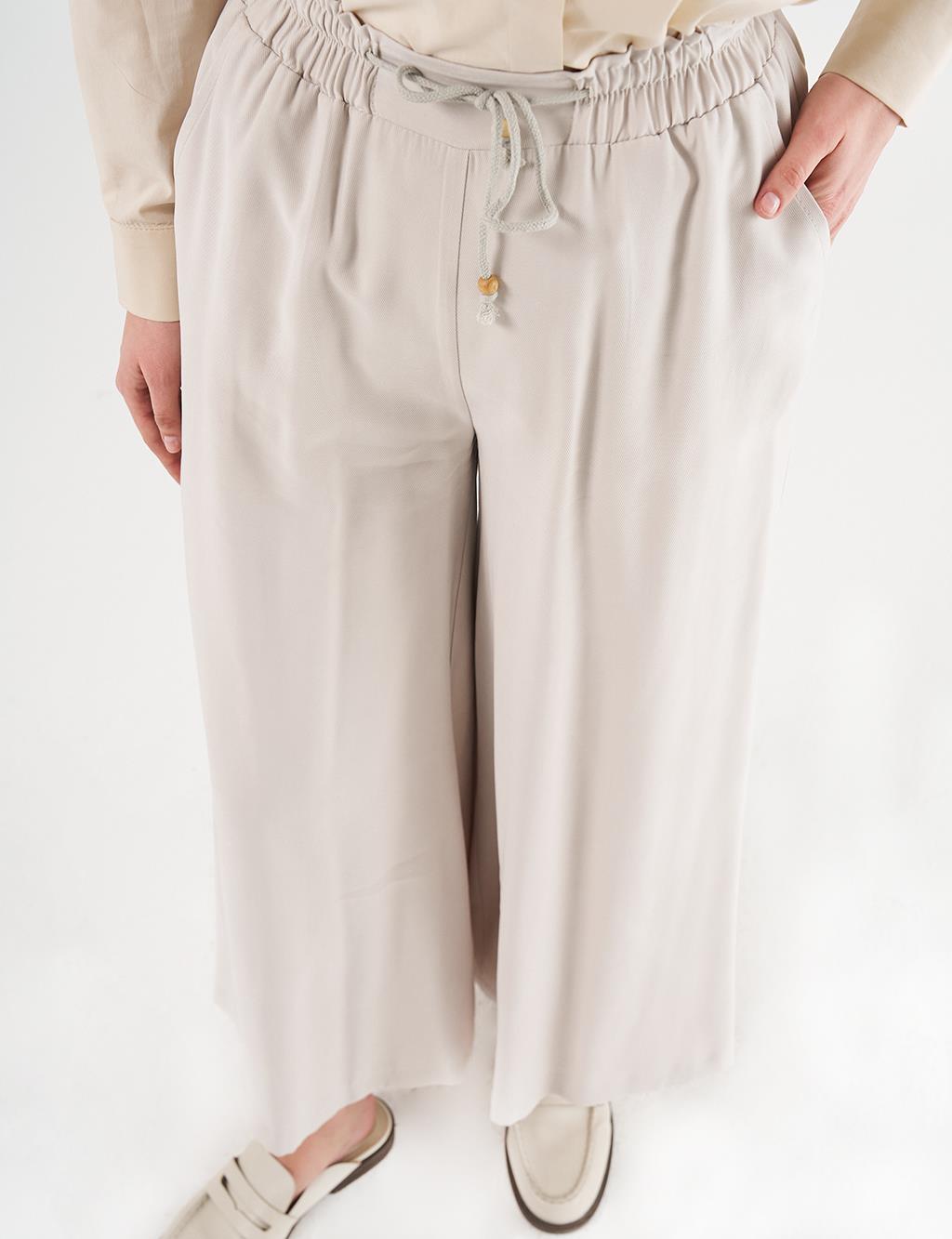 Geniş Paça Rayon Pantolon Taş 