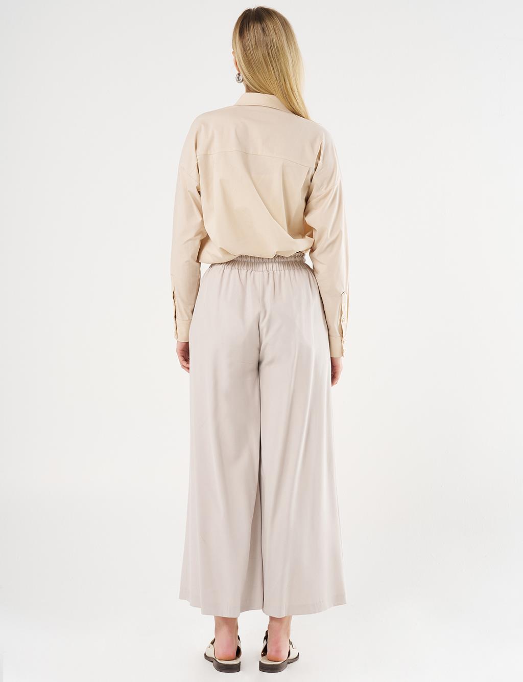Geniş Paça Rayon Pantolon Taş 