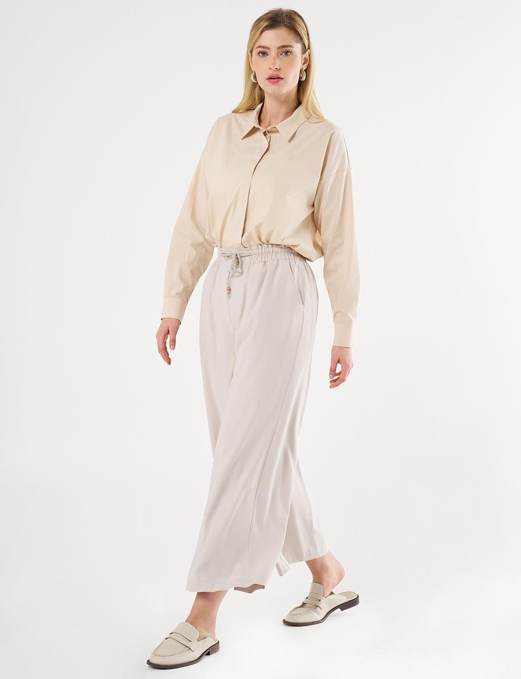 Geniş Paça Rayon Pantolon Taş 