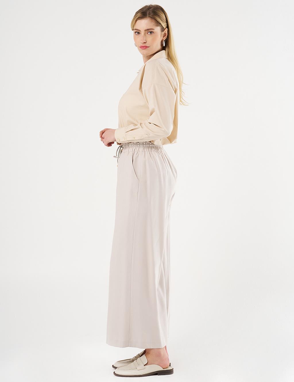 Geniş Paça Rayon Pantolon Taş 