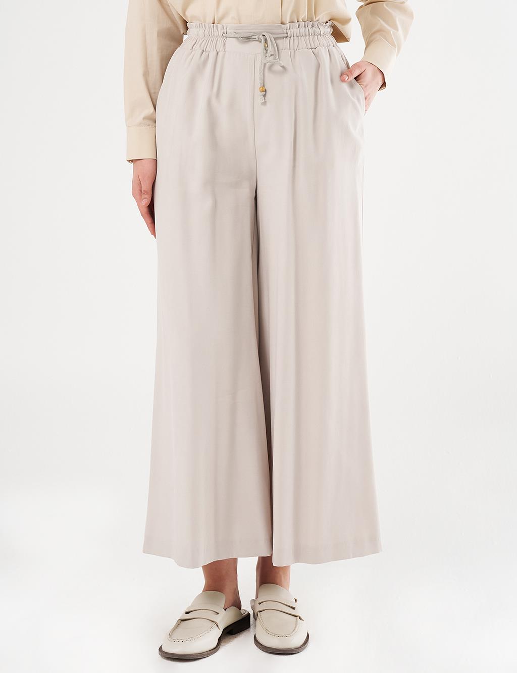 Geniş Paça Rayon Pantolon Taş 