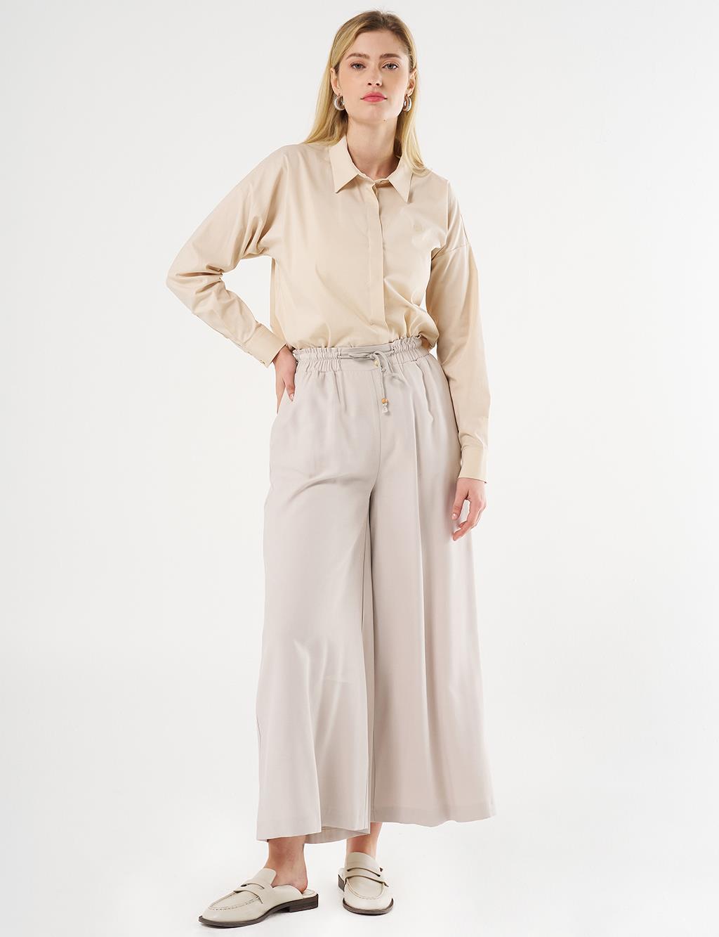 Geniş Paça Rayon Pantolon Taş 