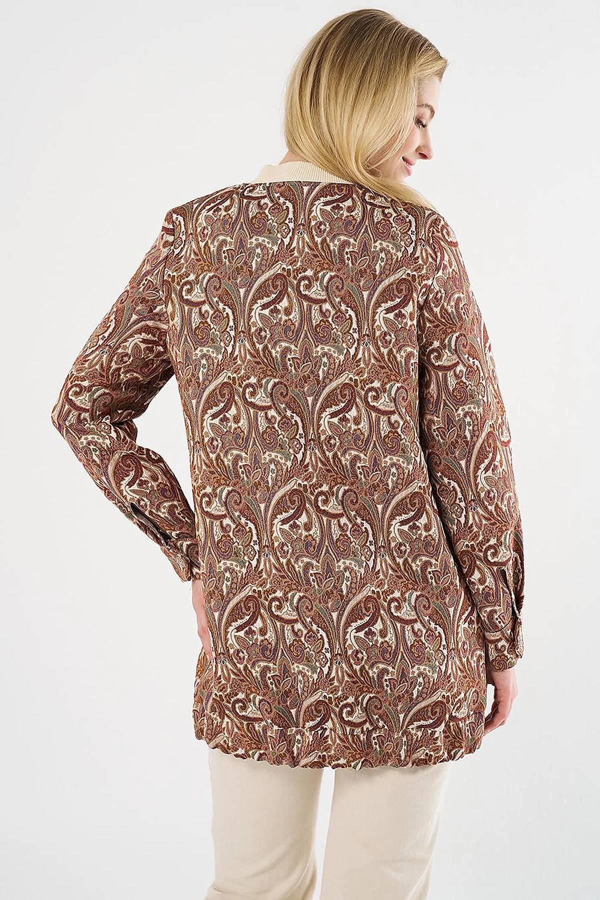 College Collar Jacquard Jacket Cream