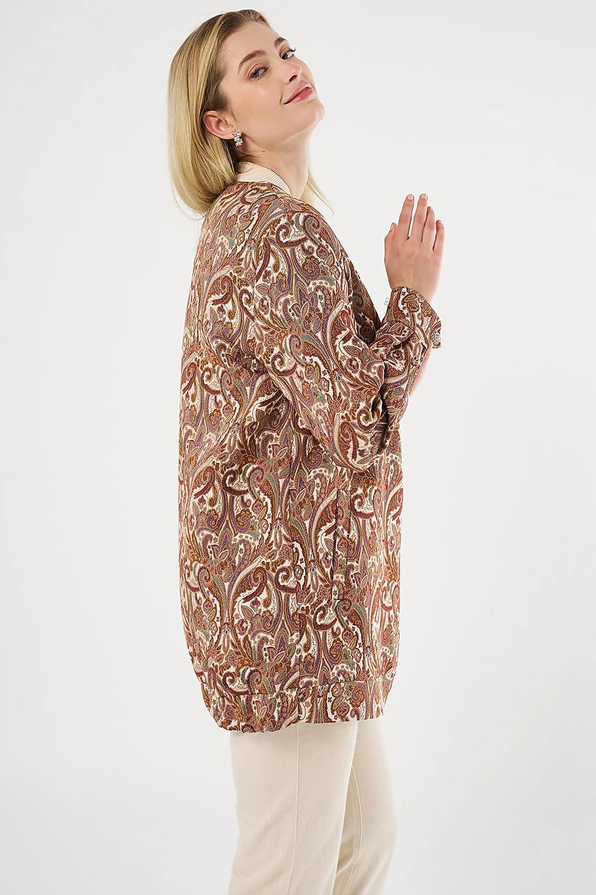 College Collar Jacquard Jacket Cream
