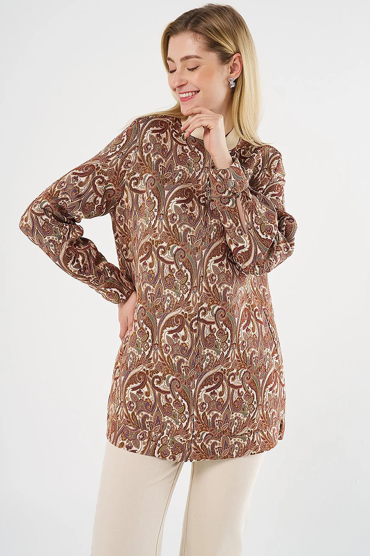 College Collar Jacquard Jacket Cream