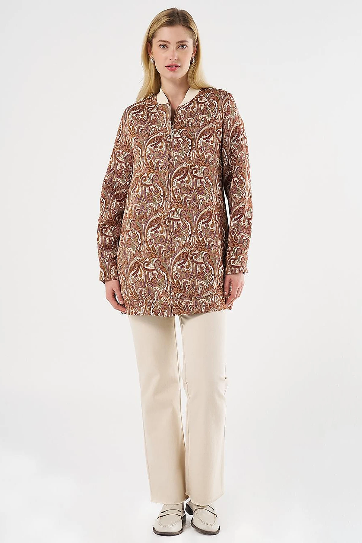 College Collar Jacquard Jacket Cream