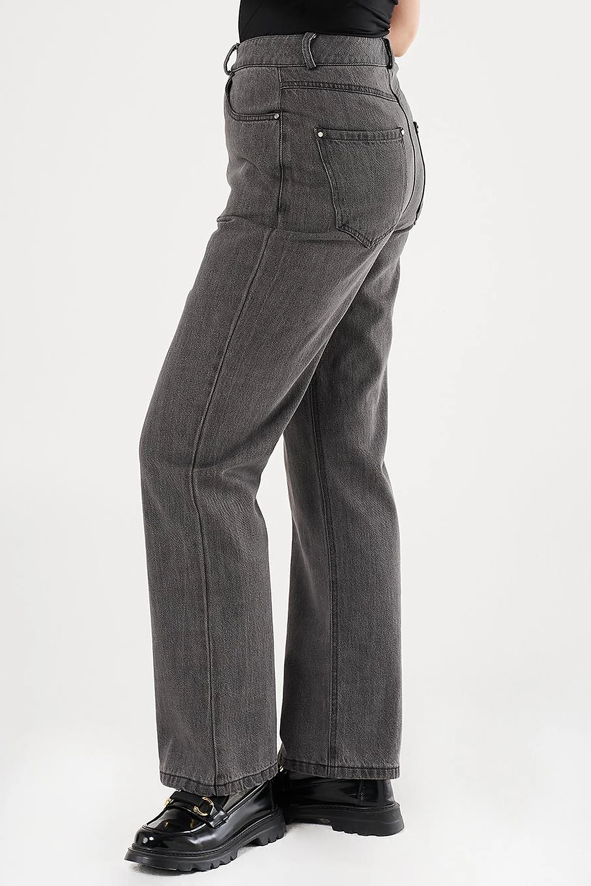 Straight Fit Denim Pants Gray