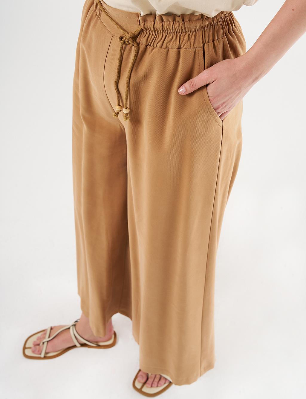 Geniş Paça Rayon Pantolon Tütün 