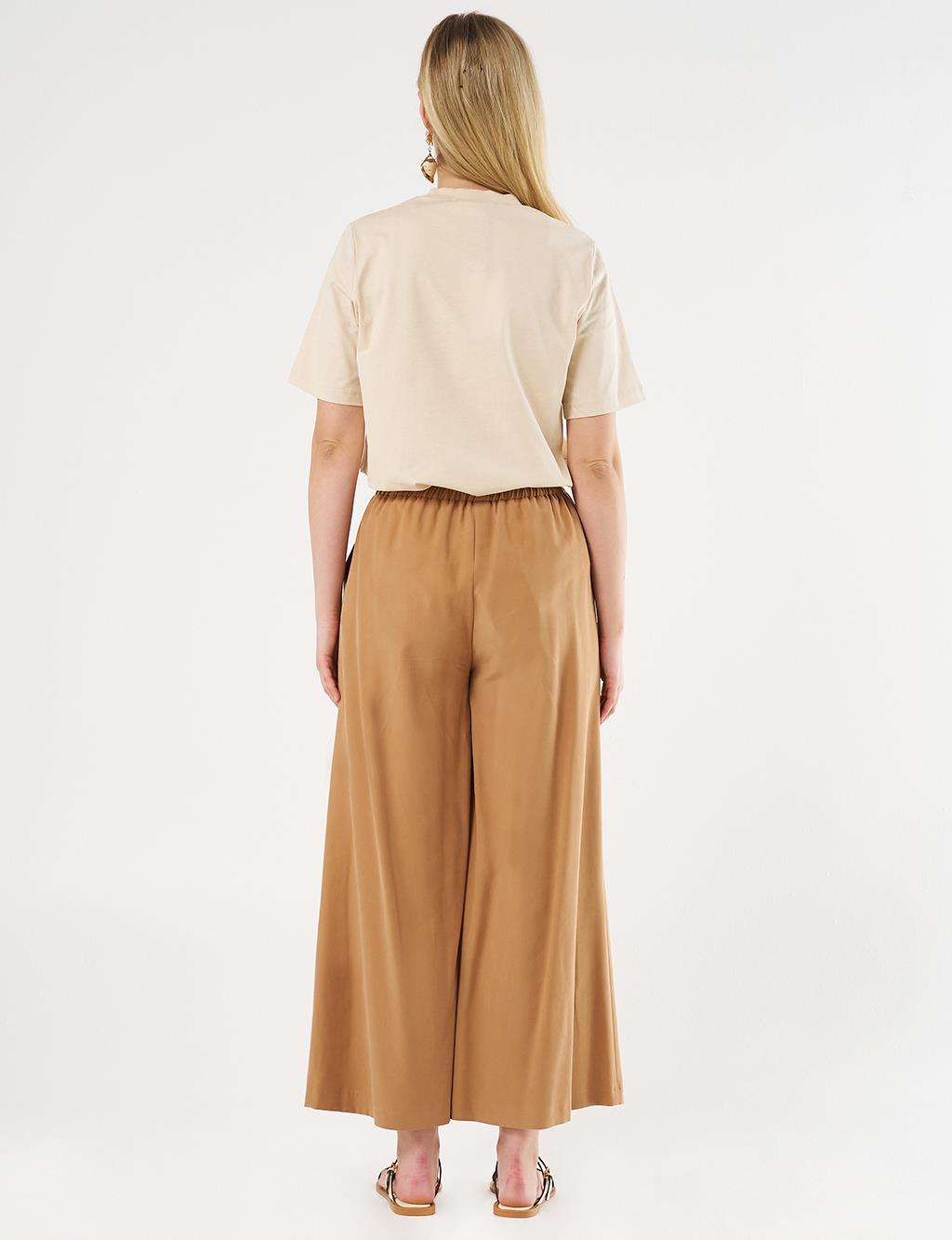 Geniş Paça Rayon Pantolon Tütün 