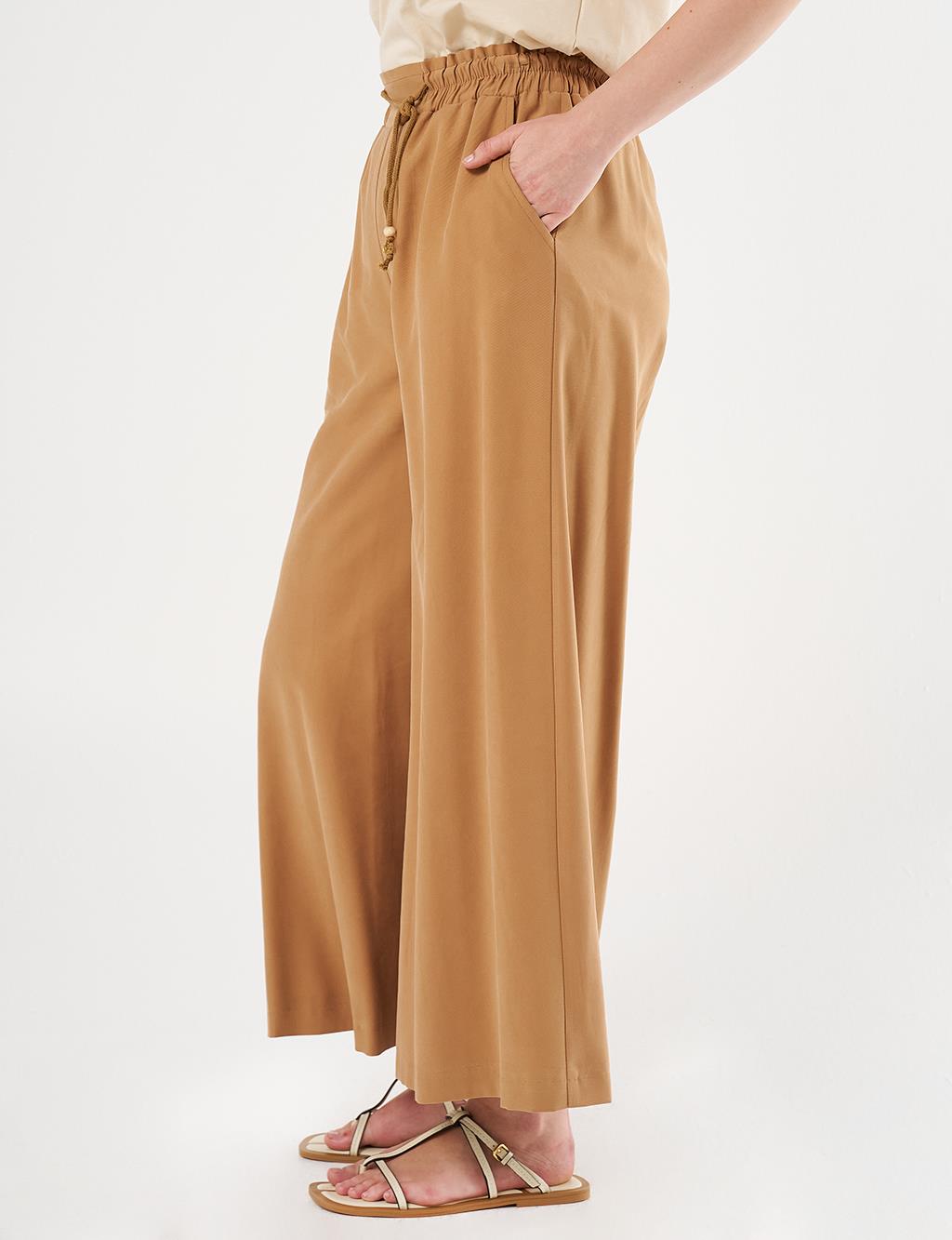 Geniş Paça Rayon Pantolon Tütün 