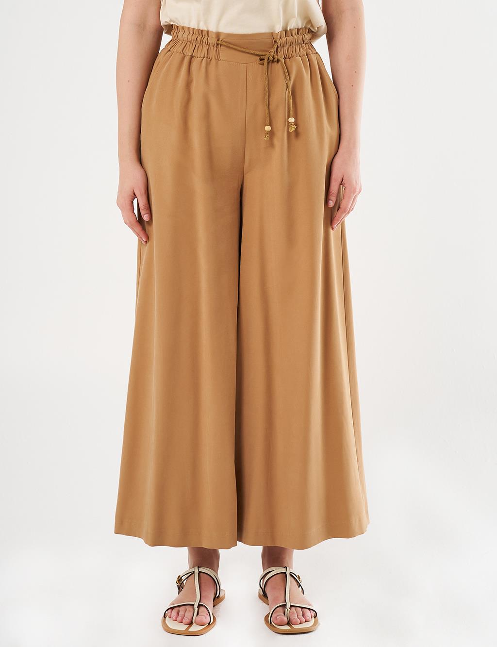 Geniş Paça Rayon Pantolon Tütün 