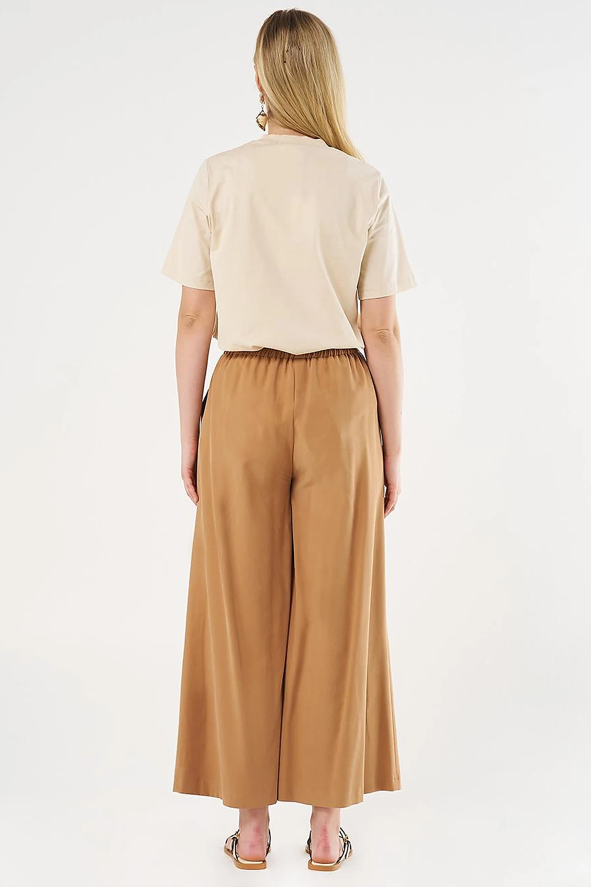 Wide-Leg Rayon Pants Tobacco