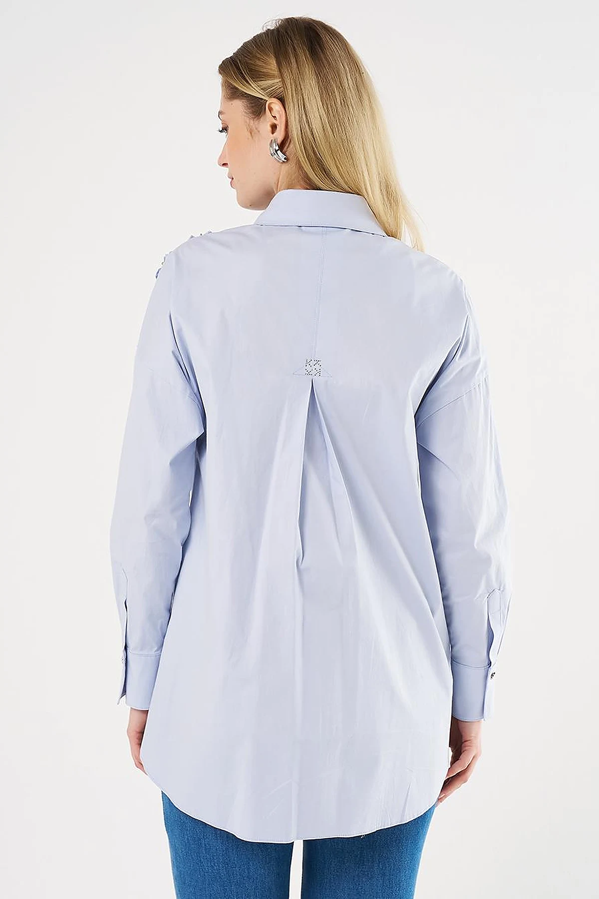  Ruffled Cotton Tunic Blue