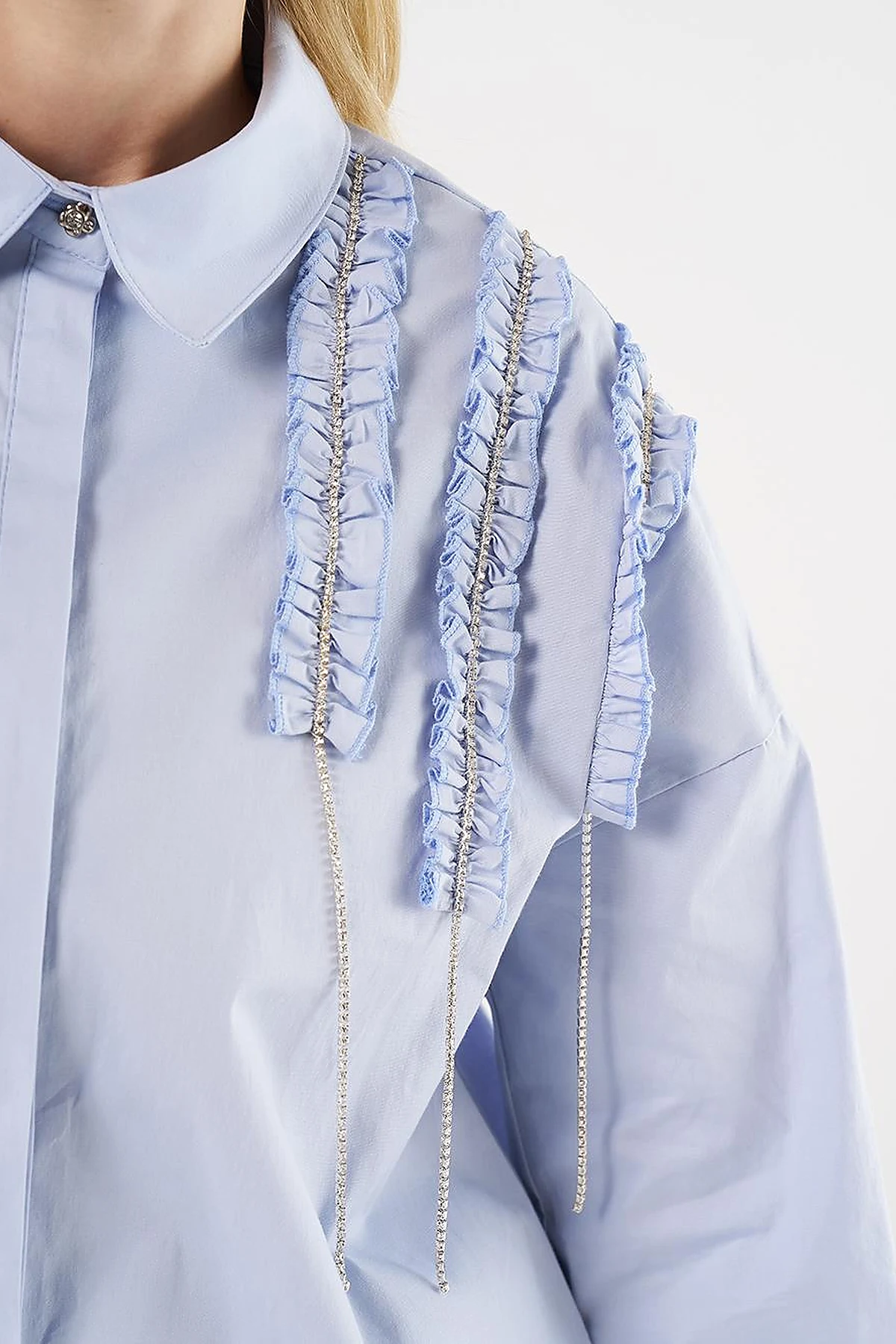  Ruffled Cotton Tunic Blue