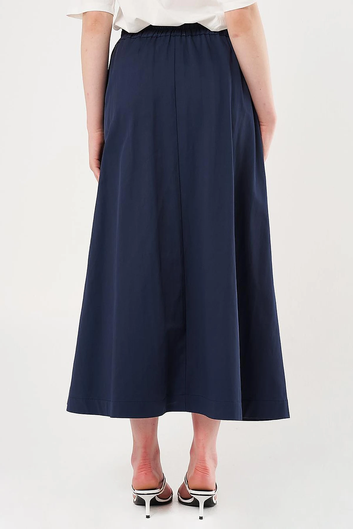 Drawstring Detail High-Waisted Skirt Dark Navy