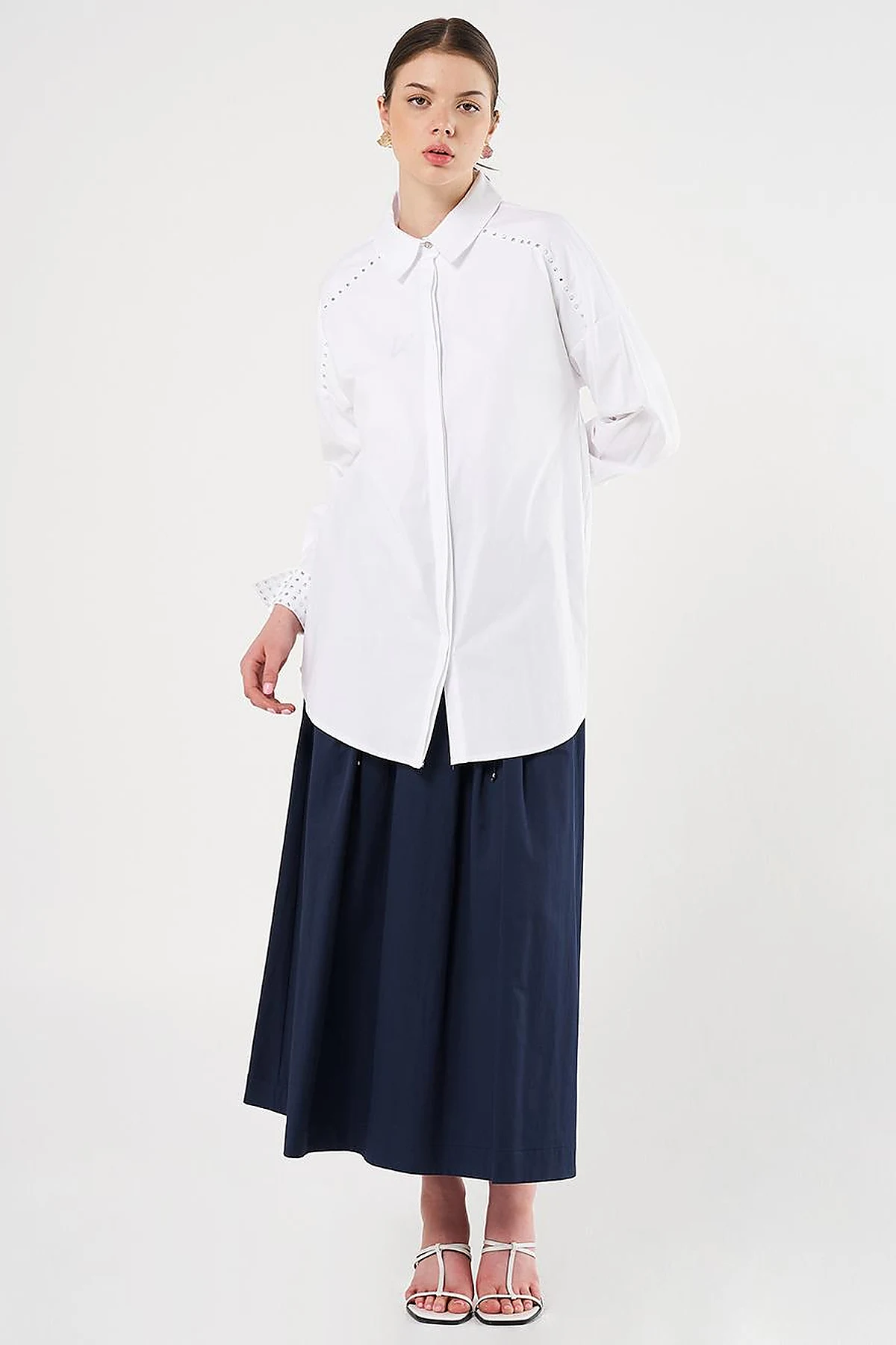  Trok Printed Cotton Tunic Optical White