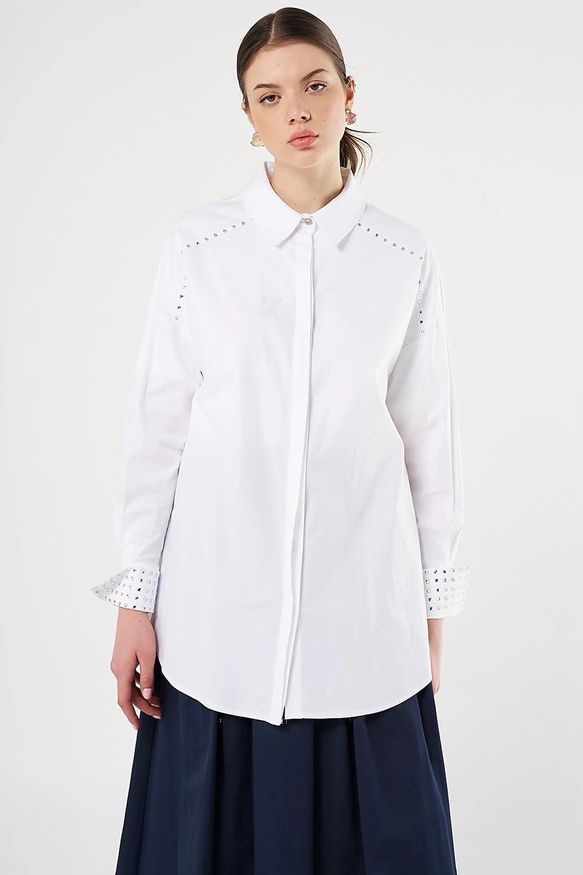  Trok Printed Cotton Tunic Optical White