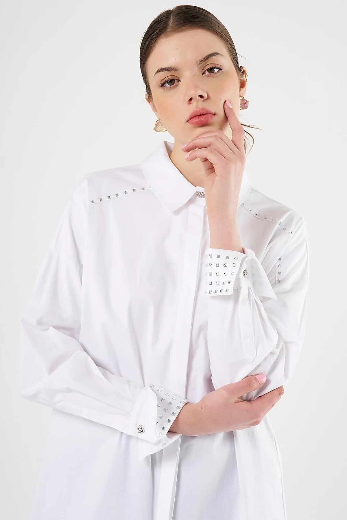  Trok Printed Cotton Tunic Optical White