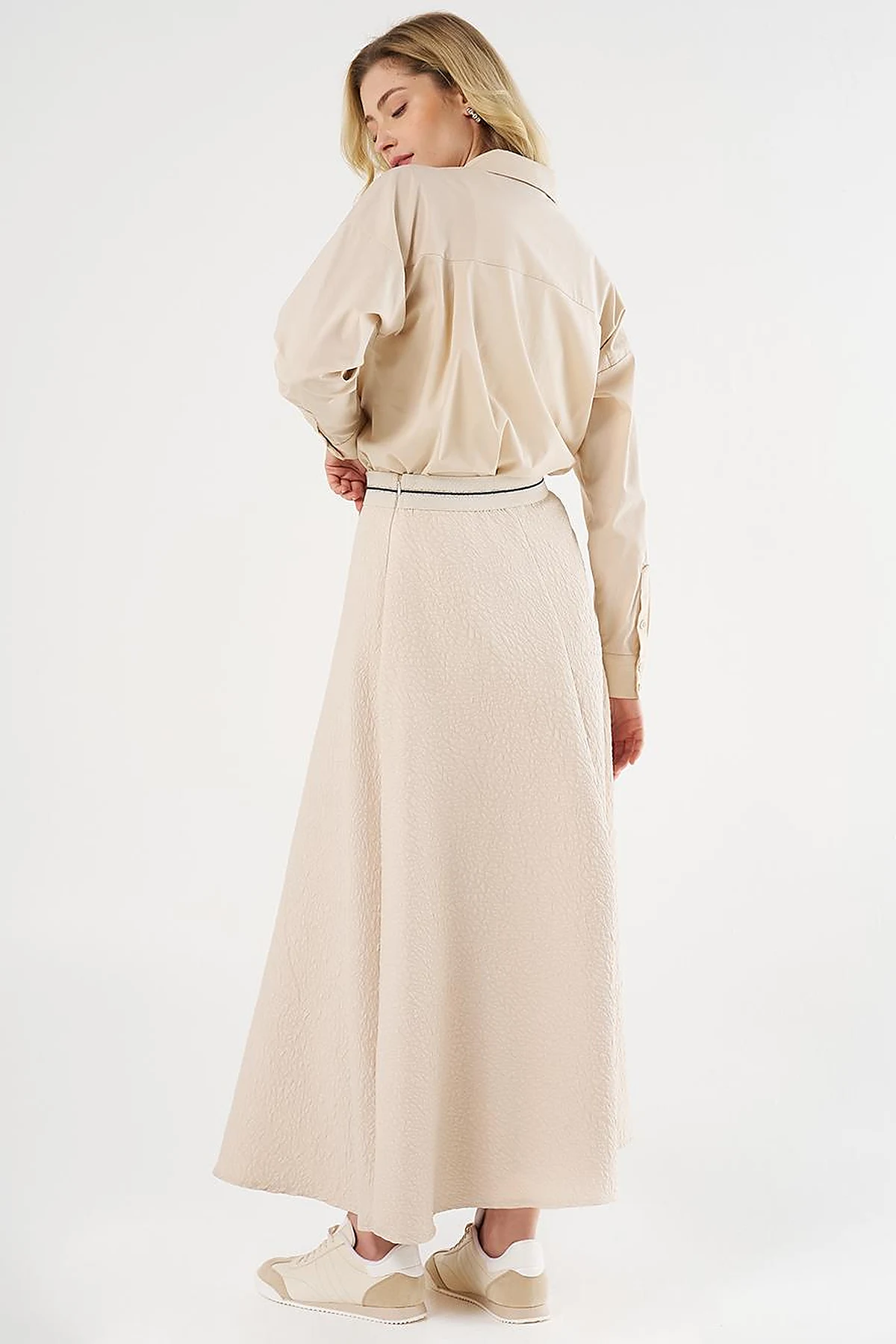 Textured Flared Skirt Cream