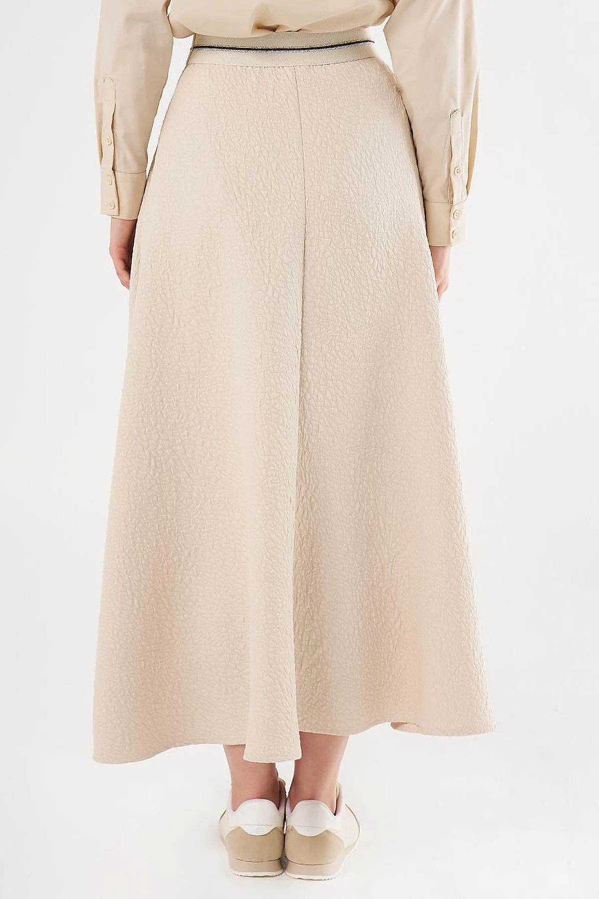 Textured Flared Skirt Cream