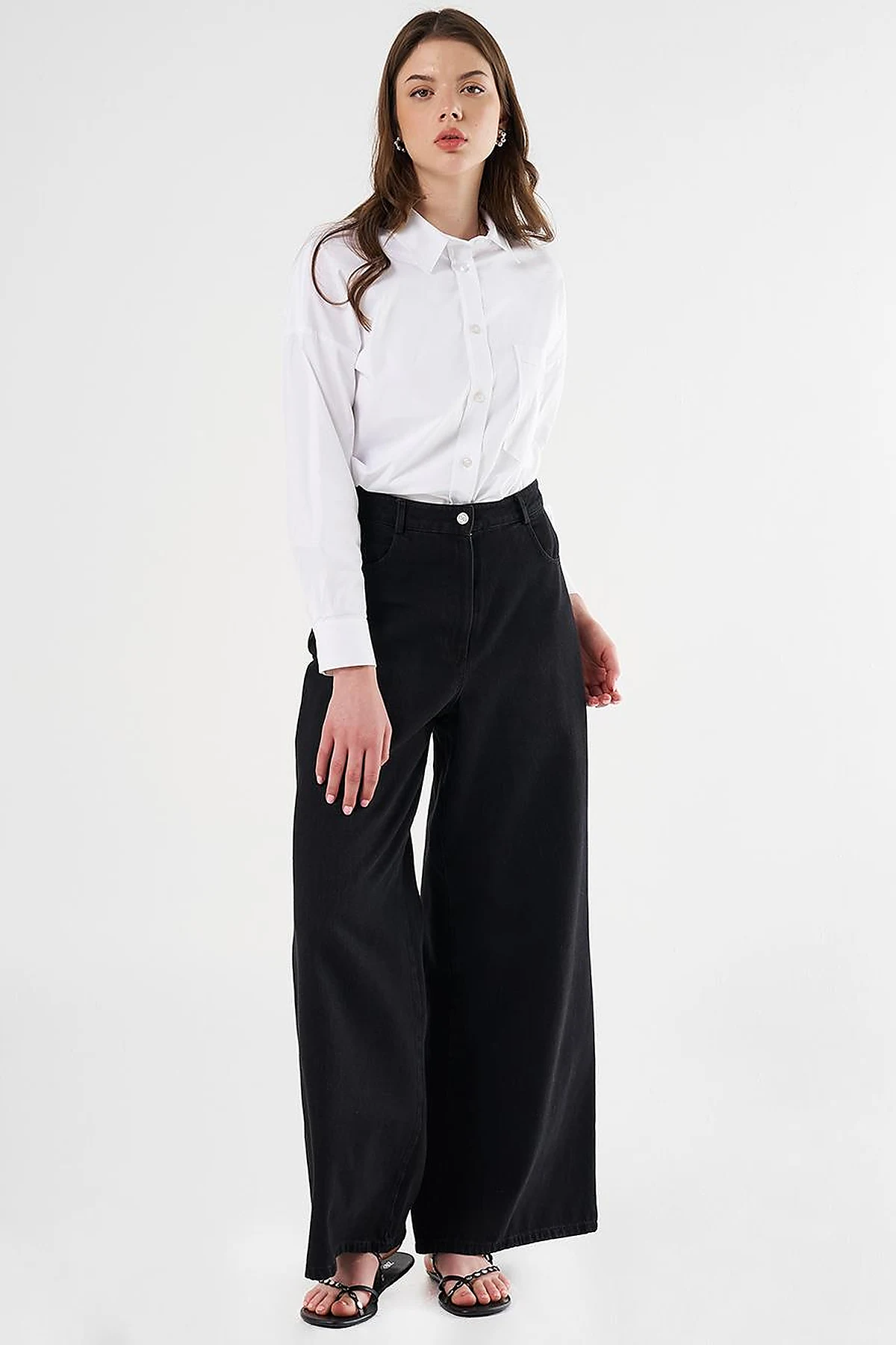Hotfix Printed Marine Fit Denim Pants in Black