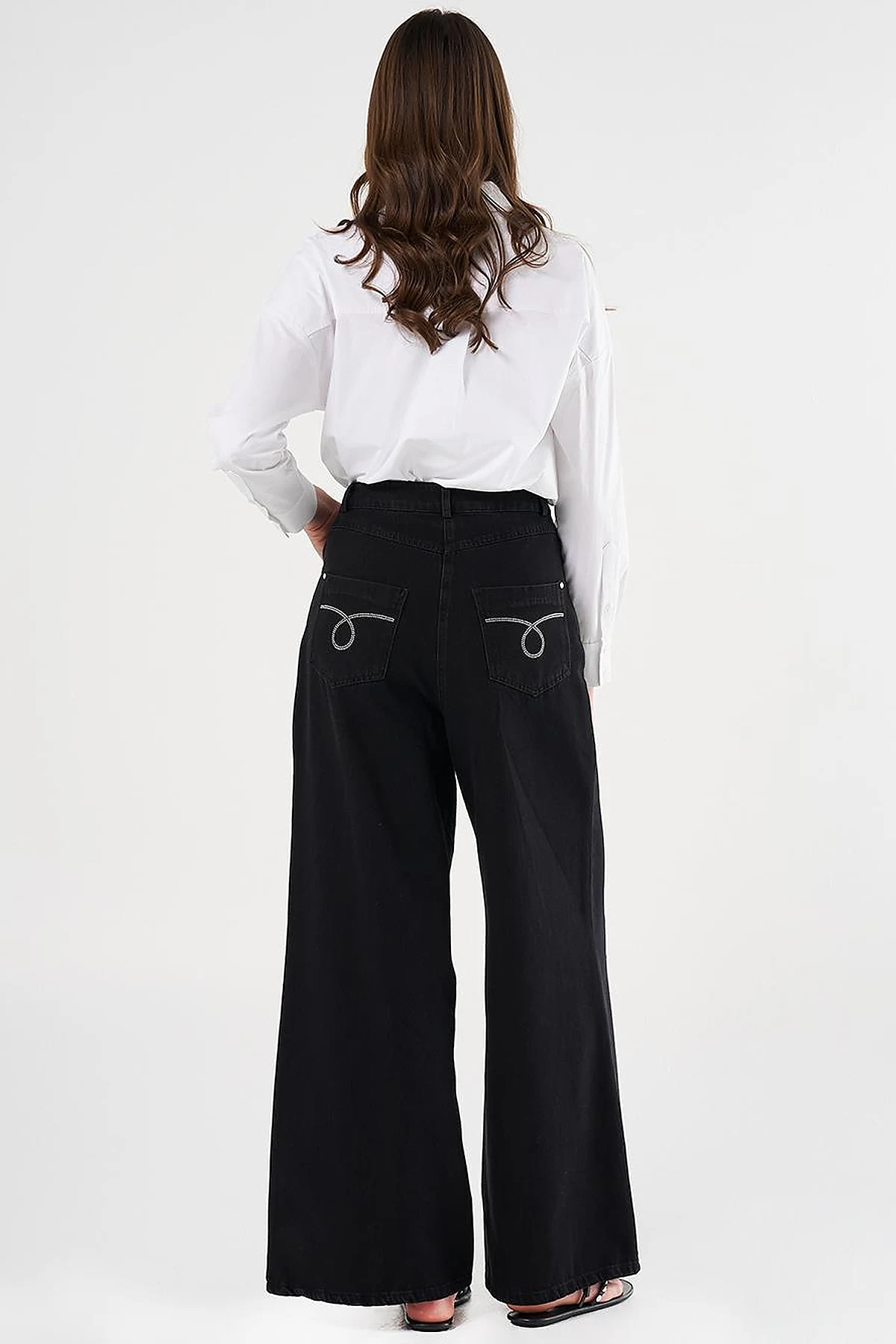 Hotfix Printed Marine Fit Denim Pants in Black