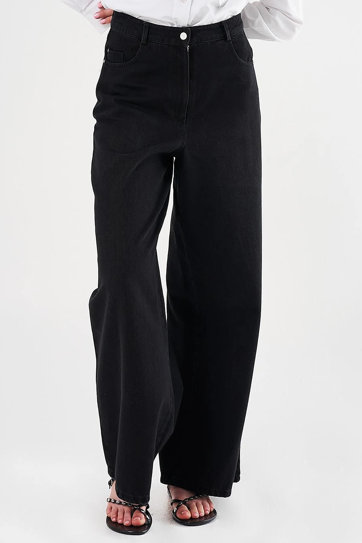Hotfix Printed Marine Fit Denim Pants in Black