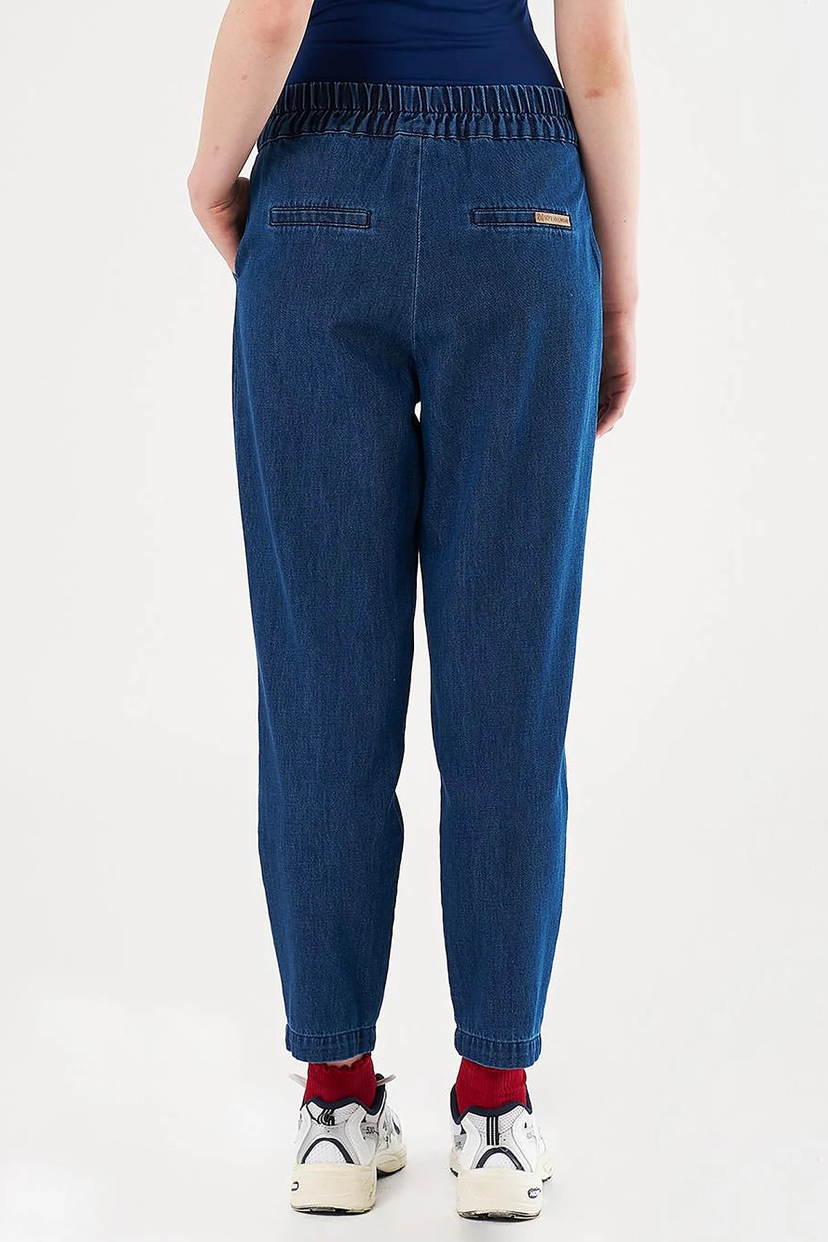 Pileli Havuç Kesim Denim Pantolon Lacivert 