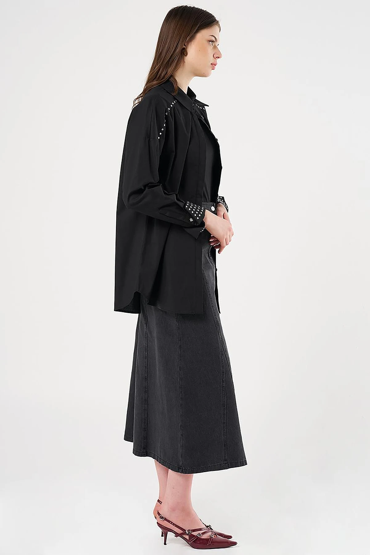 Trok Printed Cotton Tunic Black