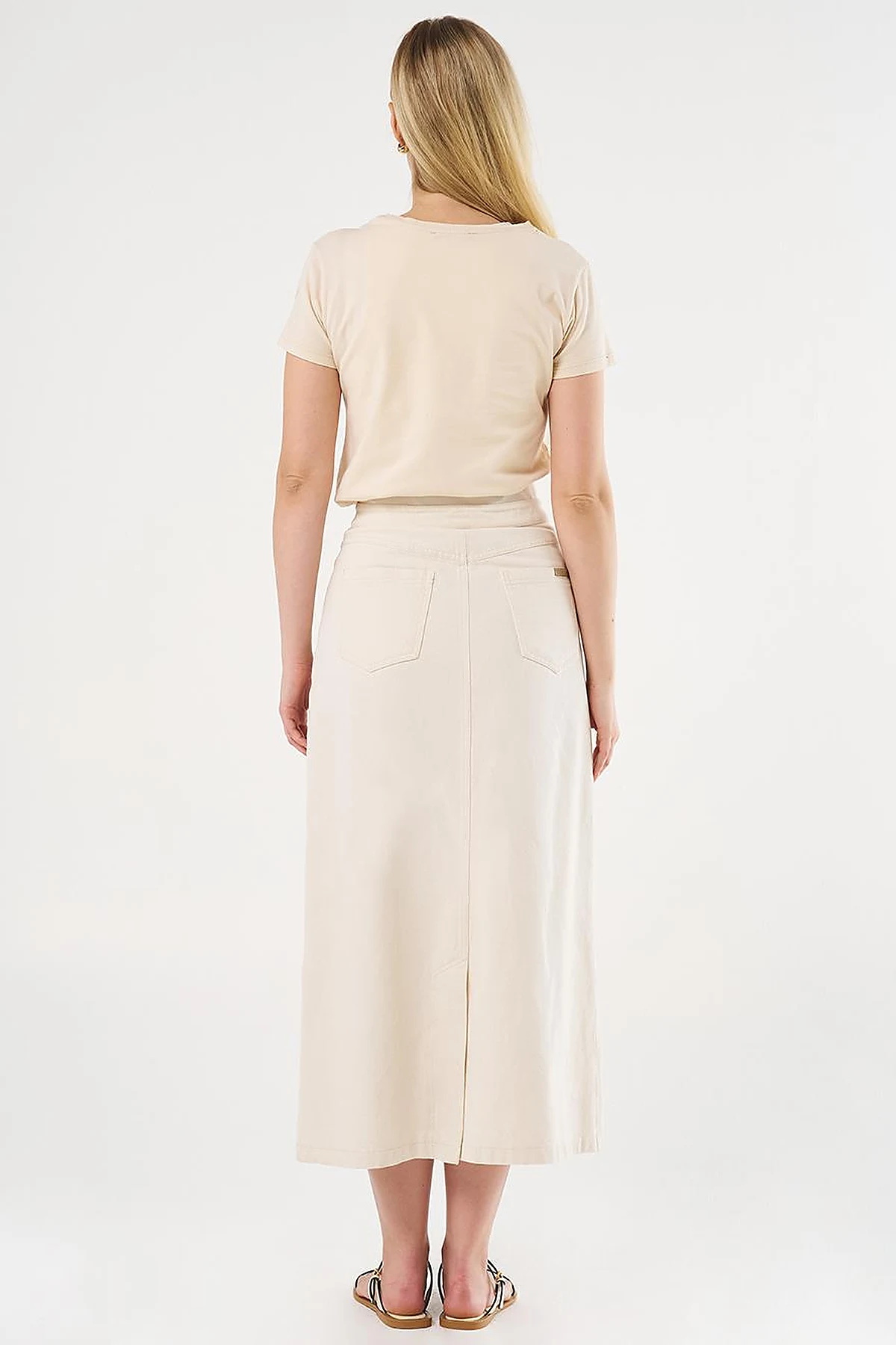 High-Waisted Canvas Skirt Cream